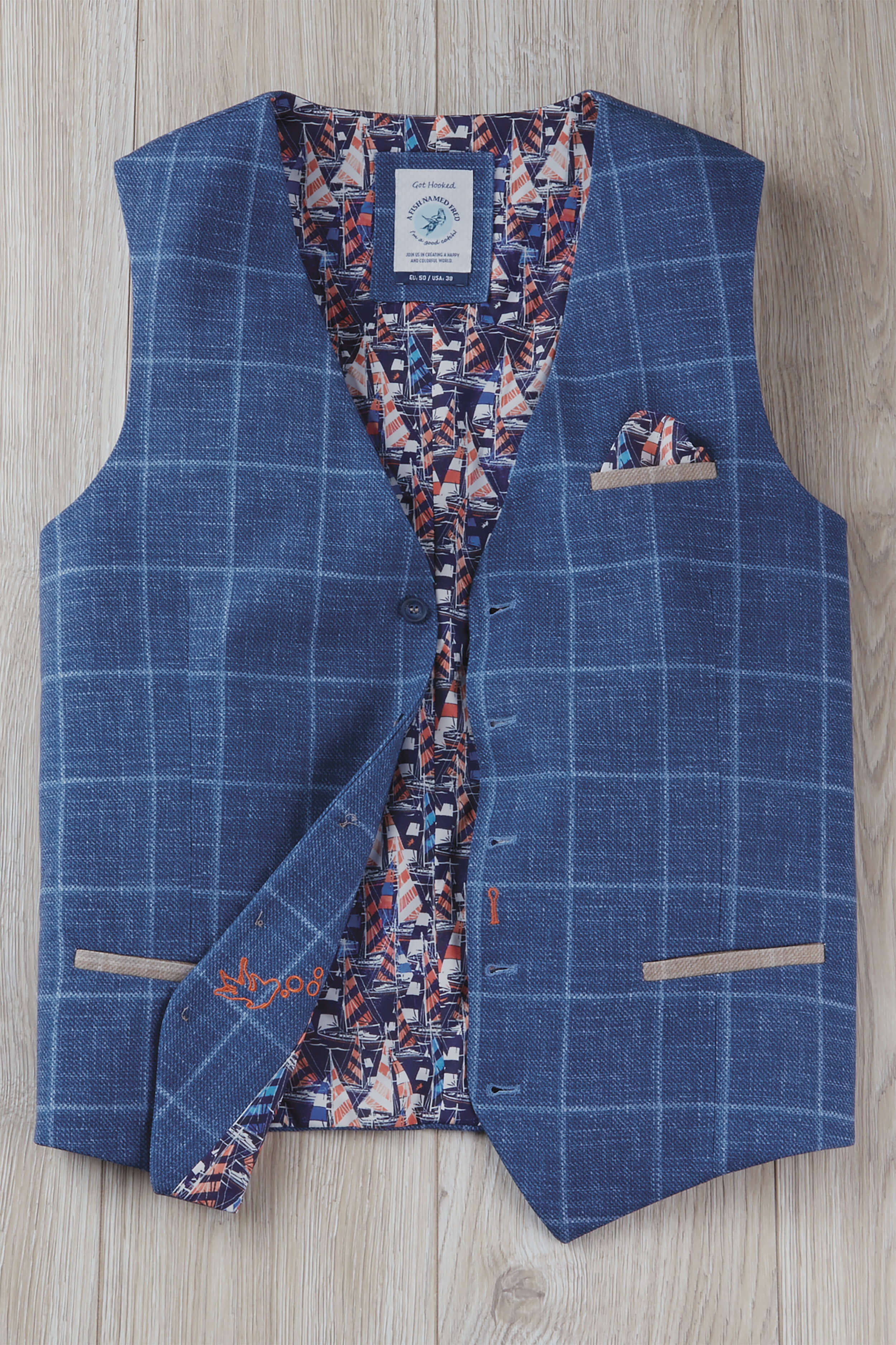 A Fish Named Fred Windowpane Vest
