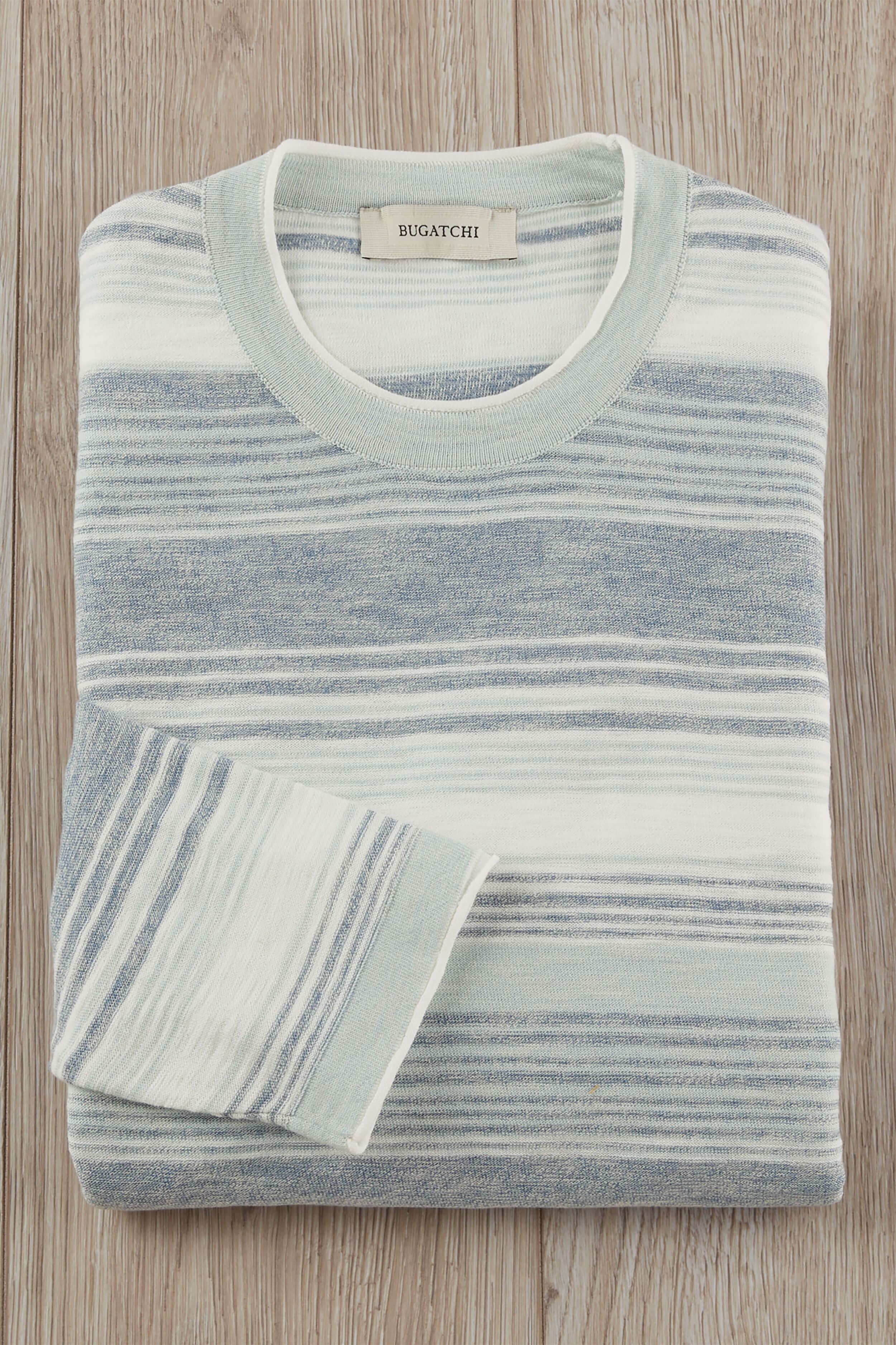 Bugatchi Long Sleeve Stripe Crew Sweater