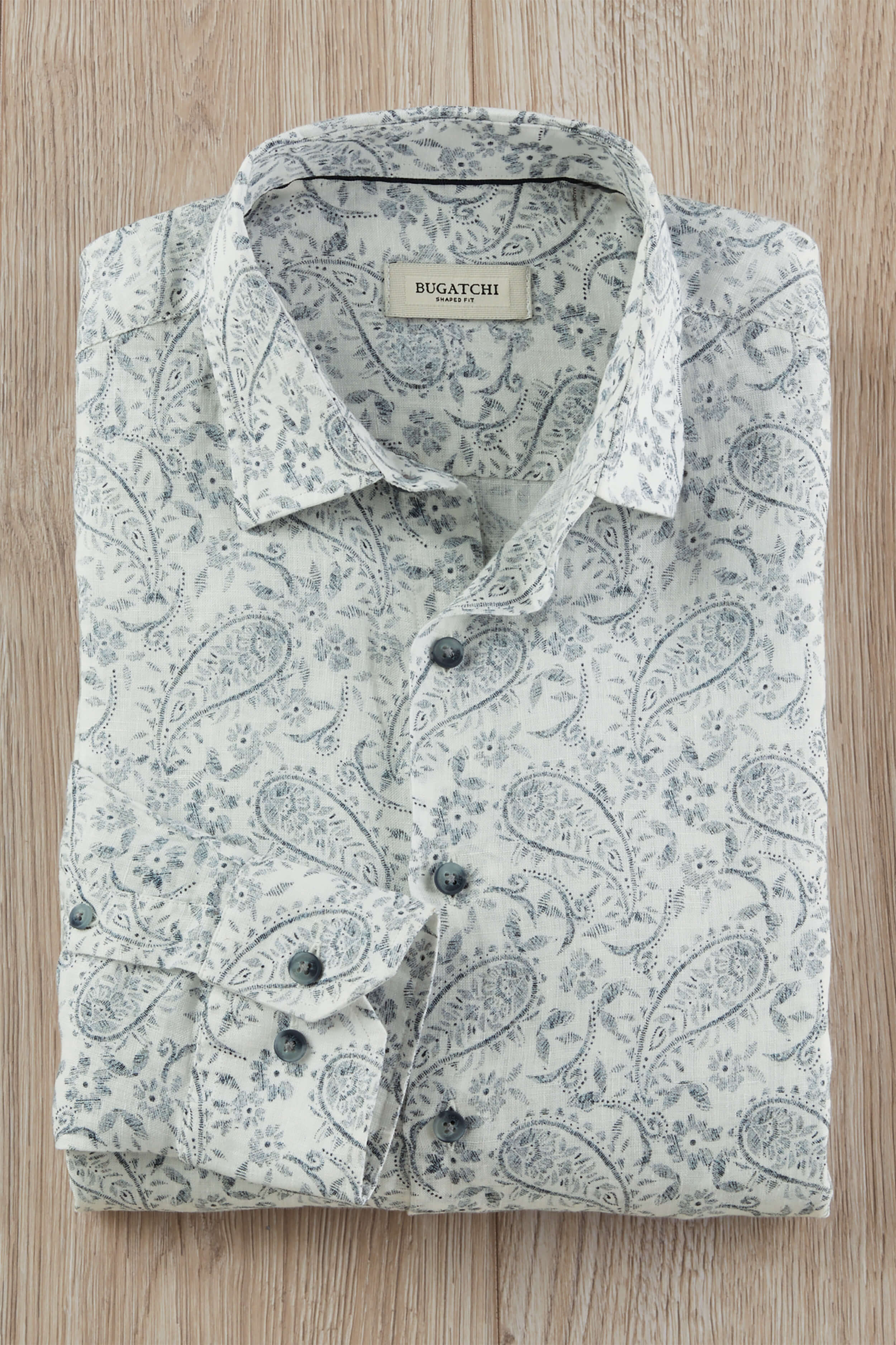 Bugatchi Long Sleeve Paisley Linen Shirt