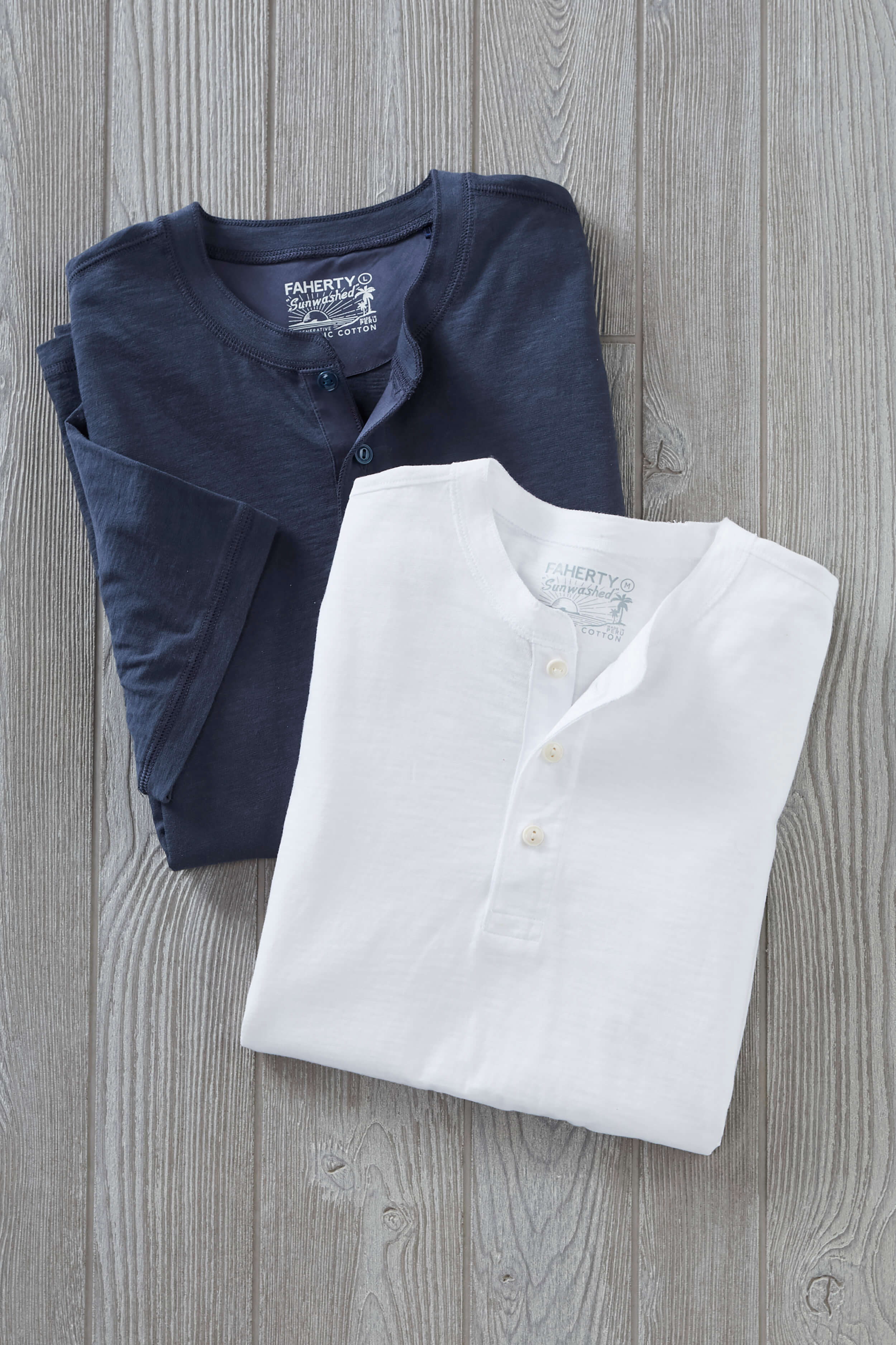 Faherty Short Sleeve Solid Sunwashed Henley - Image 2