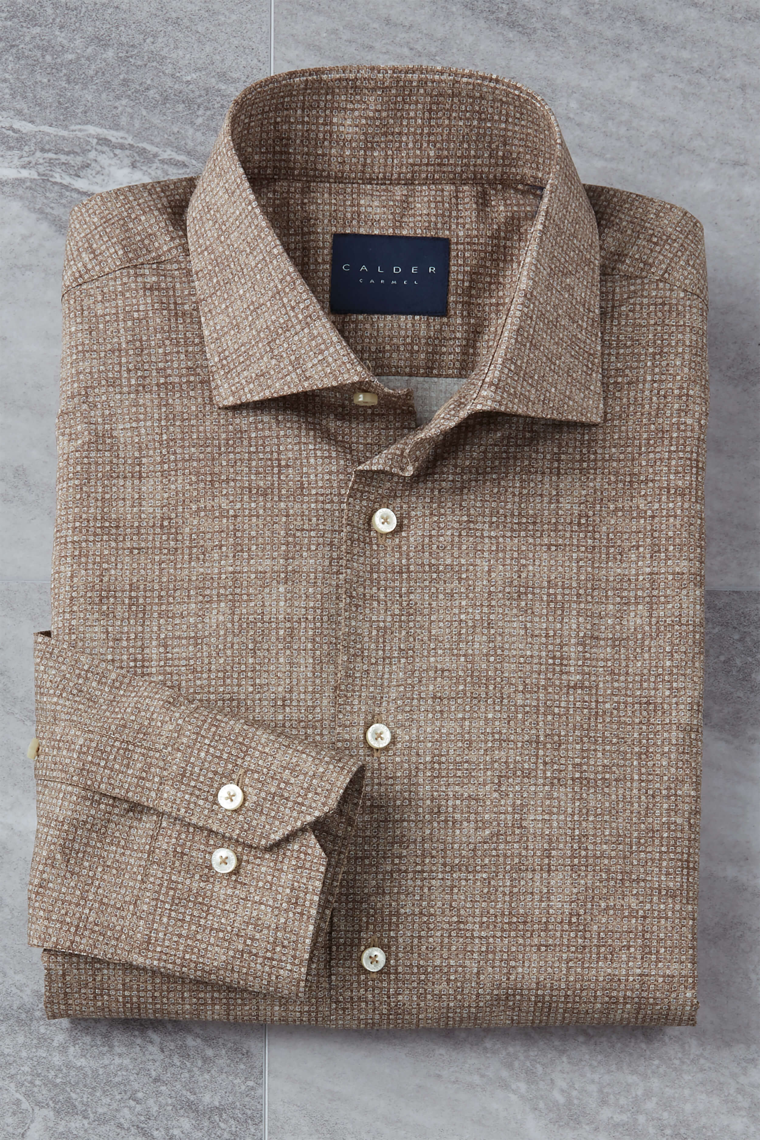 Calder Long Sleeve Spread Collar Micro Geo Print Shirt