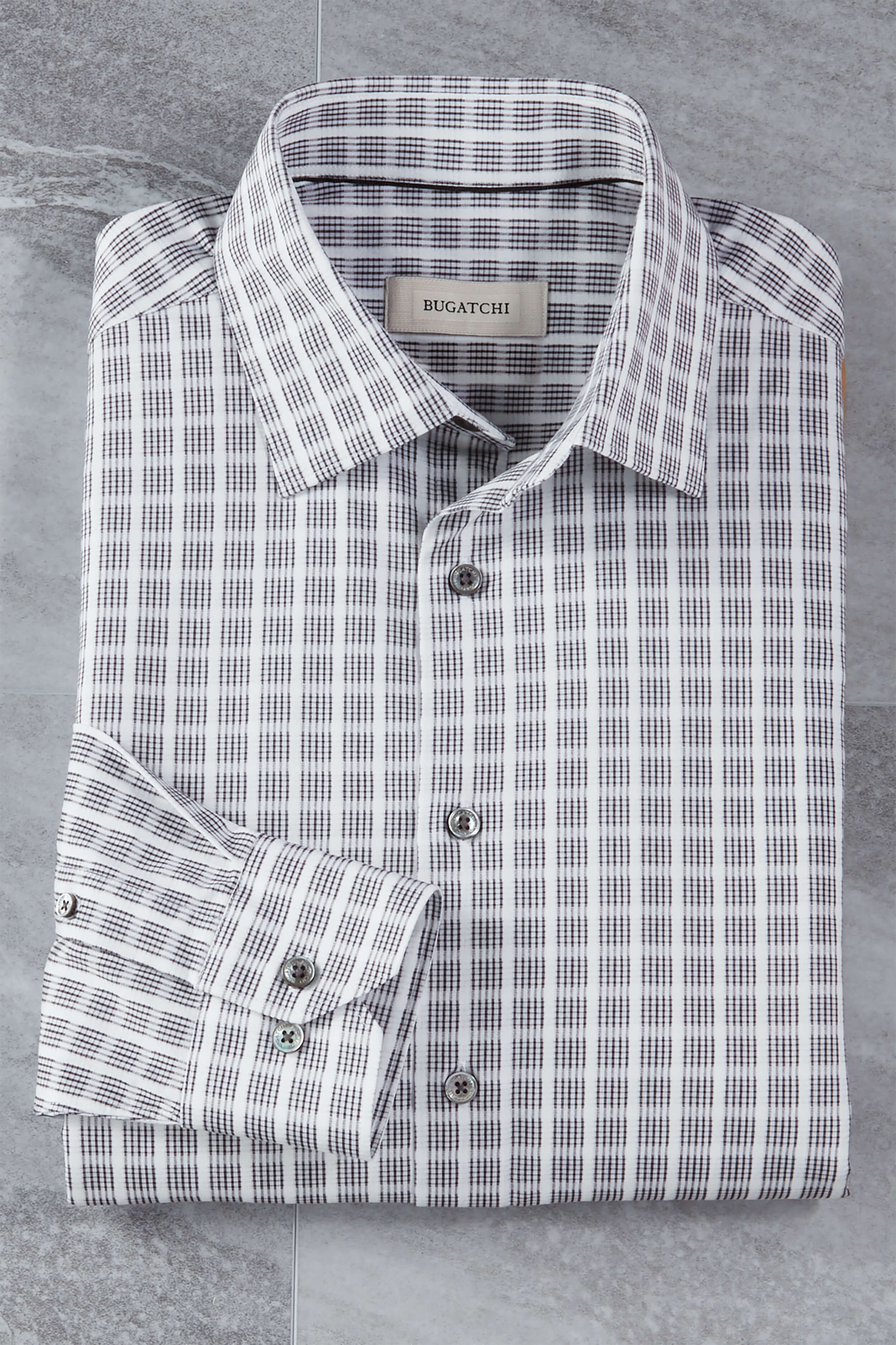 Bugatchi Long Sleeve Grid Pattern Shirt