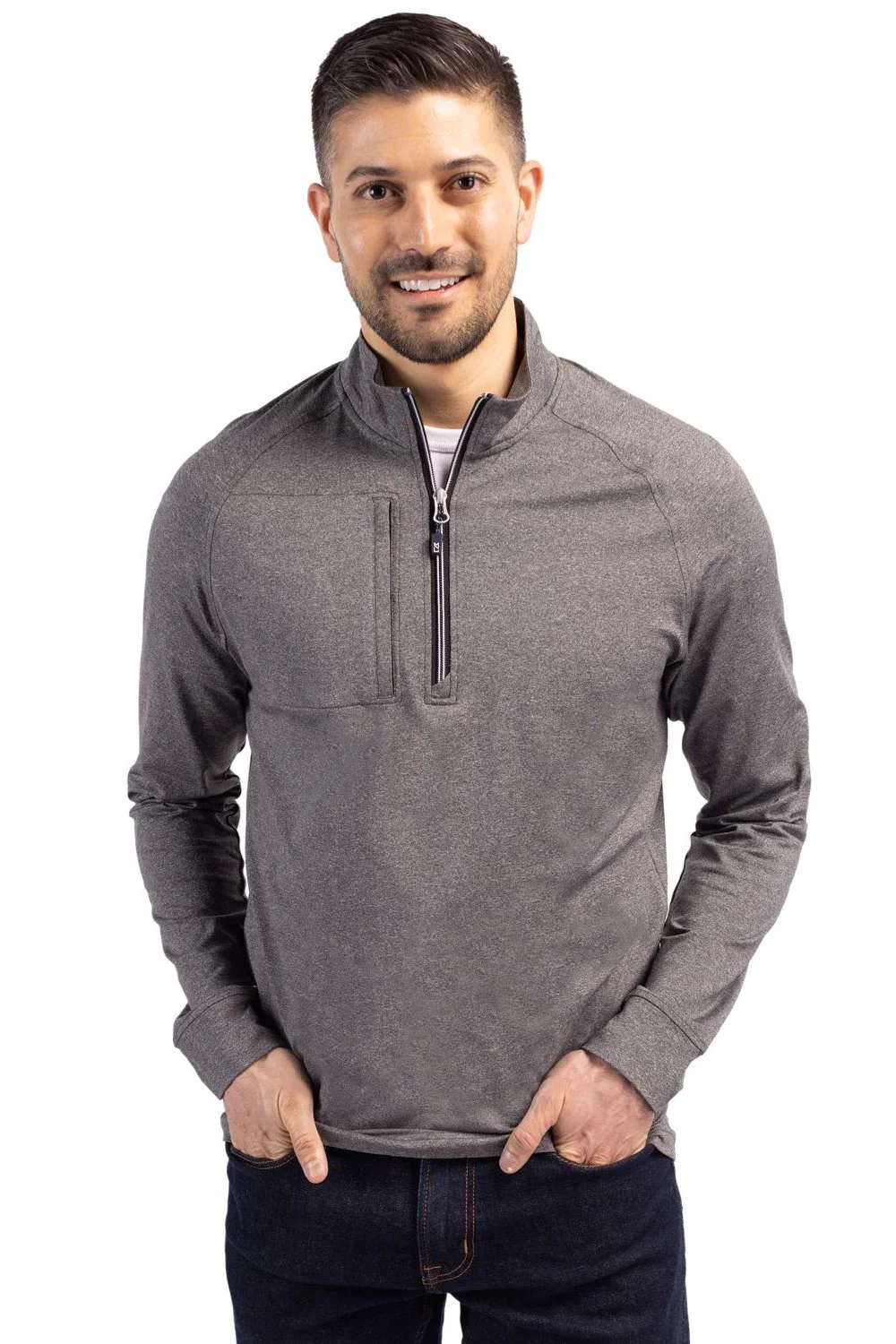 Cutter & Buck Adapt Heather Quarter Zip Pullover - Image 4